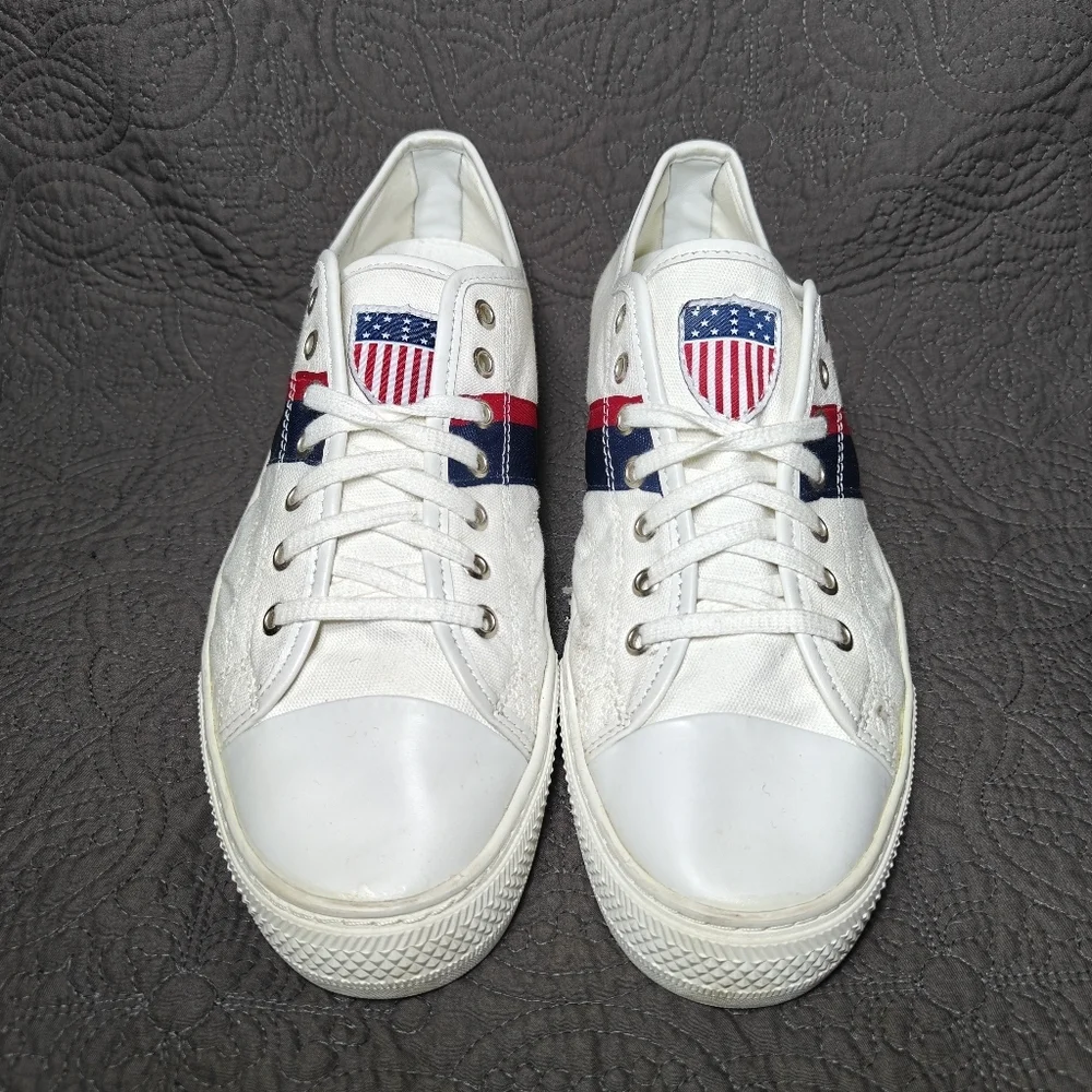 Polo Ralph Lauren White Canvas Team USA Olympic 2020 Tokyo Sneakers Mens 10.5D